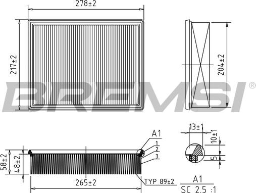 Bremsi FA1651 - Повітряний фільтр autocars.com.ua