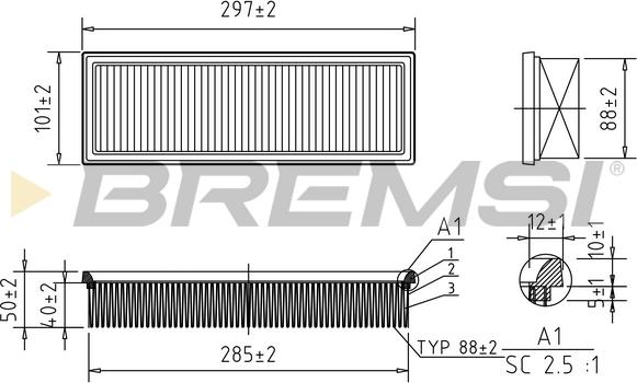 Bremsi FA1654 - Повітряний фільтр autocars.com.ua