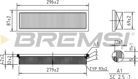 Bremsi FA1658 - Повітряний фільтр autocars.com.ua