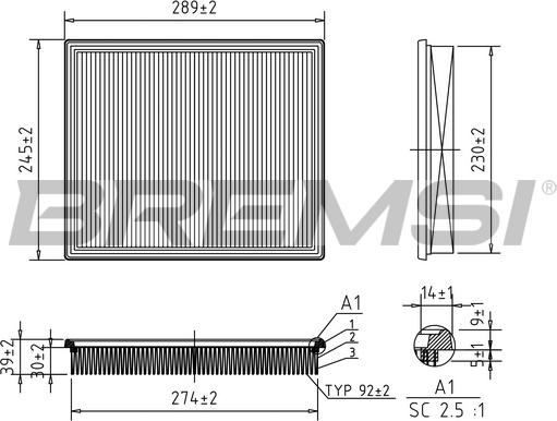 Bremsi FA1673 - Повітряний фільтр autocars.com.ua