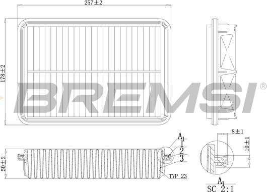 Bremsi FA1691 - Повітряний фільтр autocars.com.ua