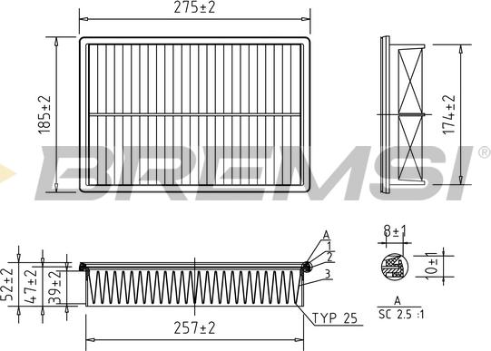 Bremsi FA1703 - Повітряний фільтр autocars.com.ua