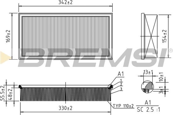 Bremsi FA2001 - Повітряний фільтр autocars.com.ua