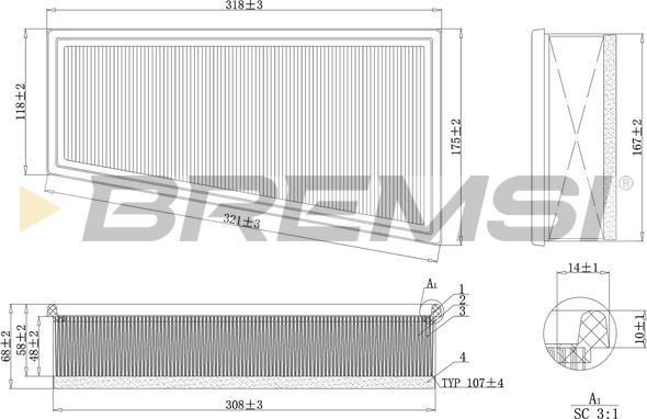 Bremsi FA2004 - Повітряний фільтр autocars.com.ua