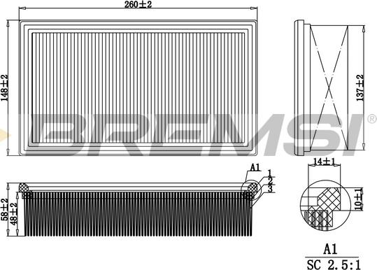 Bremsi FA2041 - Повітряний фільтр autocars.com.ua