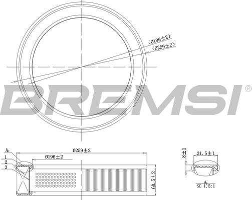 Bremsi FA2068 - Повітряний фільтр autocars.com.ua