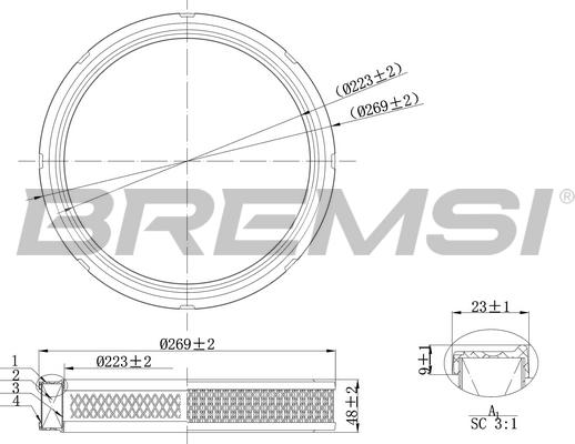 Bremsi FA2081 - Повітряний фільтр autocars.com.ua