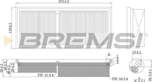 Bremsi FA2096 - Повітряний фільтр autocars.com.ua