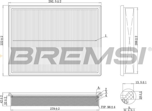 Bremsi FA2105 - Повітряний фільтр autocars.com.ua