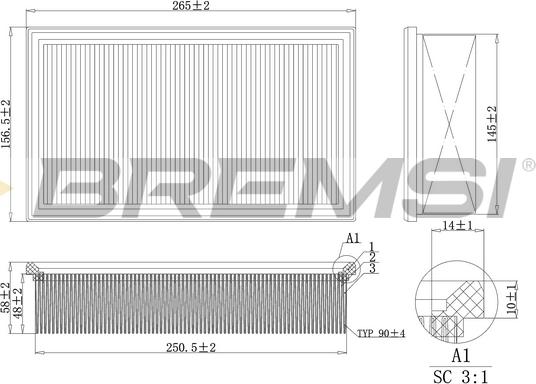 Bremsi FA2106 - Повітряний фільтр autocars.com.ua