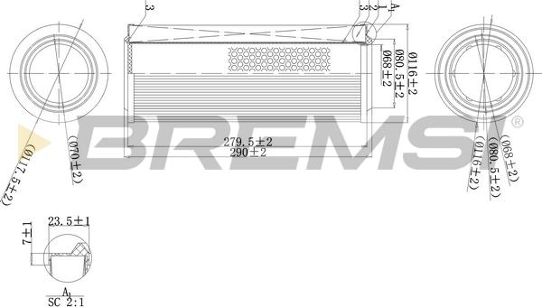 Bremsi FA2114 - Повітряний фільтр autocars.com.ua