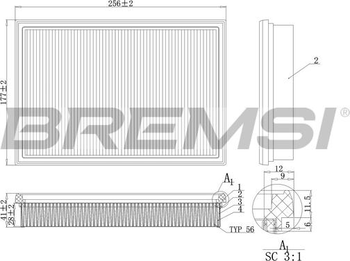 Bremsi FA2115 - Повітряний фільтр autocars.com.ua