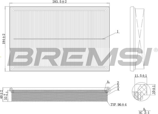 Bremsi FA2124 - Повітряний фільтр autocars.com.ua