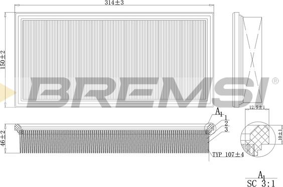 Bremsi FA2134 - Повітряний фільтр autocars.com.ua