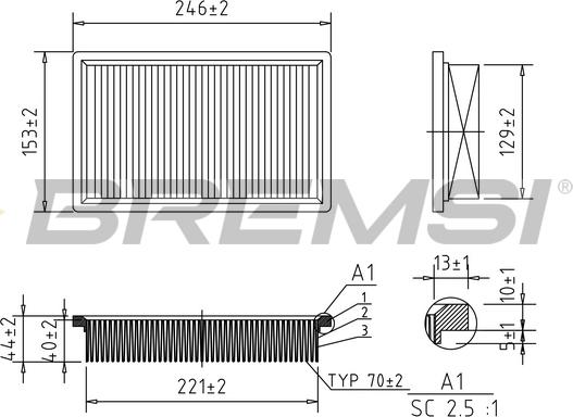 Bremsi FA2135 - Повітряний фільтр autocars.com.ua