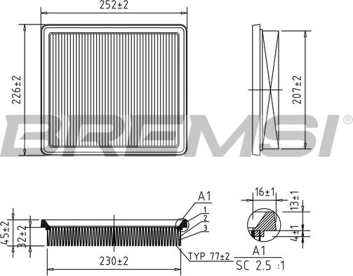 Bremsi FA2145 - Повітряний фільтр autocars.com.ua