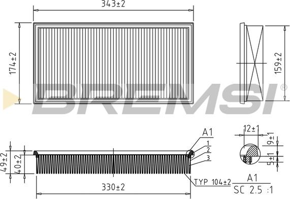 Bremsi FA2148 - Повітряний фільтр autocars.com.ua