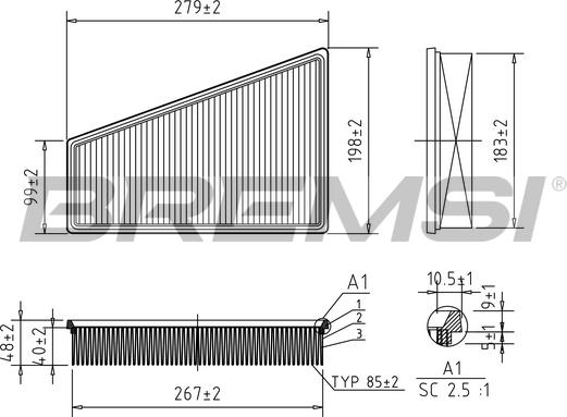 Bremsi FA2310 - Повітряний фільтр autocars.com.ua