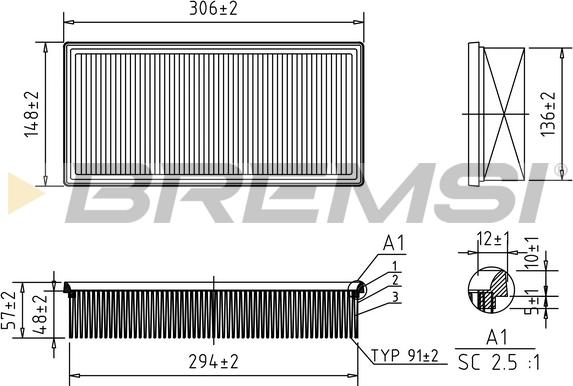 Bremsi FA2316 - Повітряний фільтр autocars.com.ua