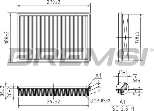 Bremsi FA2324 - Повітряний фільтр autocars.com.ua