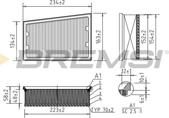 Bremsi FA2338 - Повітряний фільтр autocars.com.ua