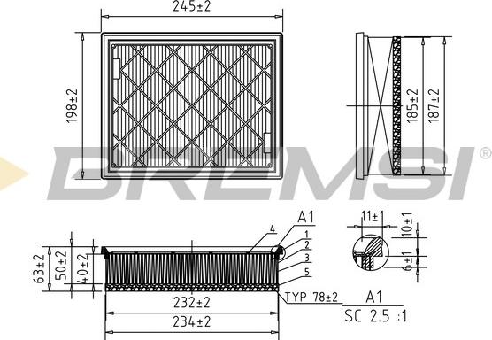 Bremsi FA2339 - Повітряний фільтр autocars.com.ua