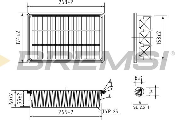 Bremsi FA2341 - Повітряний фільтр autocars.com.ua