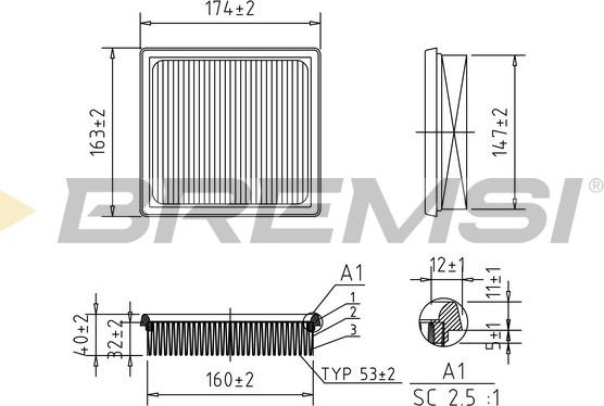 Bremsi FA2344 - Повітряний фільтр autocars.com.ua