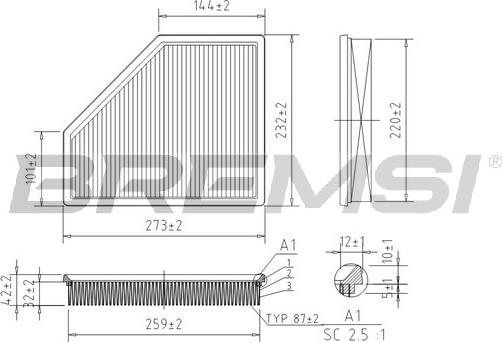 Bremsi FA2396 - Повітряний фільтр autocars.com.ua