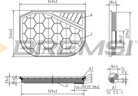 Bremsi FA2477 - Повітряний фільтр autocars.com.ua