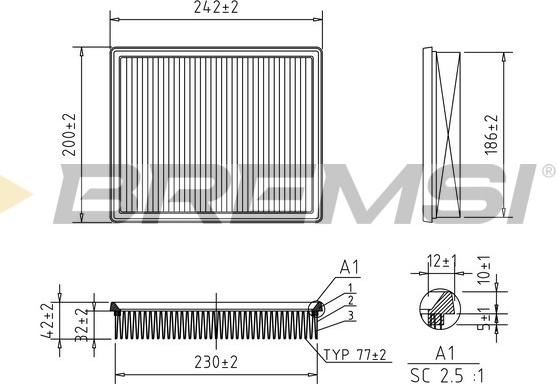 Bremsi FA2545 - Повітряний фільтр autocars.com.ua
