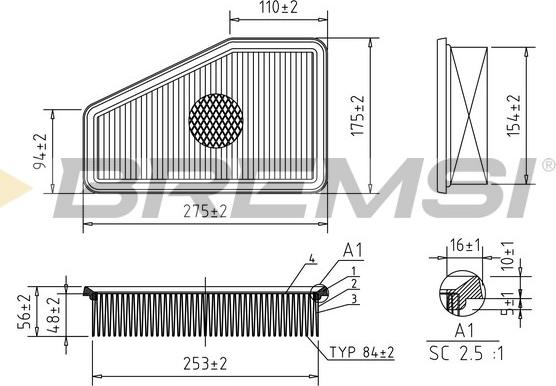 Bremsi FA2567 - Повітряний фільтр autocars.com.ua