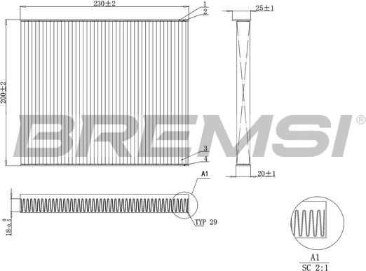 Bremsi FC0079C - Фільтр, повітря у внутрішній простір autocars.com.ua