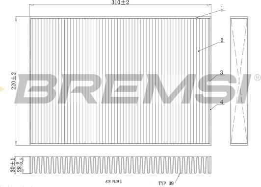 Bremsi FC0410C - Фільтр, повітря у внутрішній простір autocars.com.ua