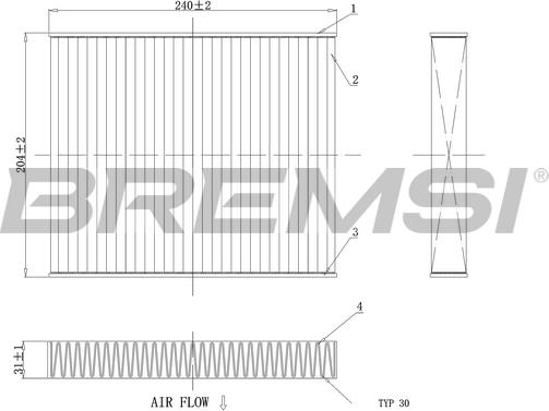 Bremsi FC0449C - Фільтр, повітря у внутрішній простір autocars.com.ua