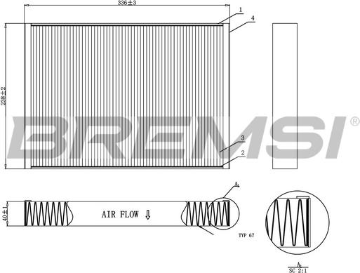 Bremsi FC0952 - Фільтр, повітря у внутрішній простір autocars.com.ua