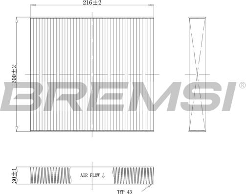Bremsi FC1341 - Фільтр, повітря у внутрішній простір autocars.com.ua