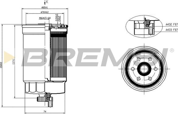 Bremsi FE1402 - Паливний фільтр autocars.com.ua