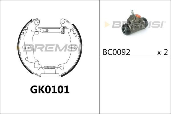 Bremsi GK0101 - Комплект гальм, барабанний механізм autocars.com.ua