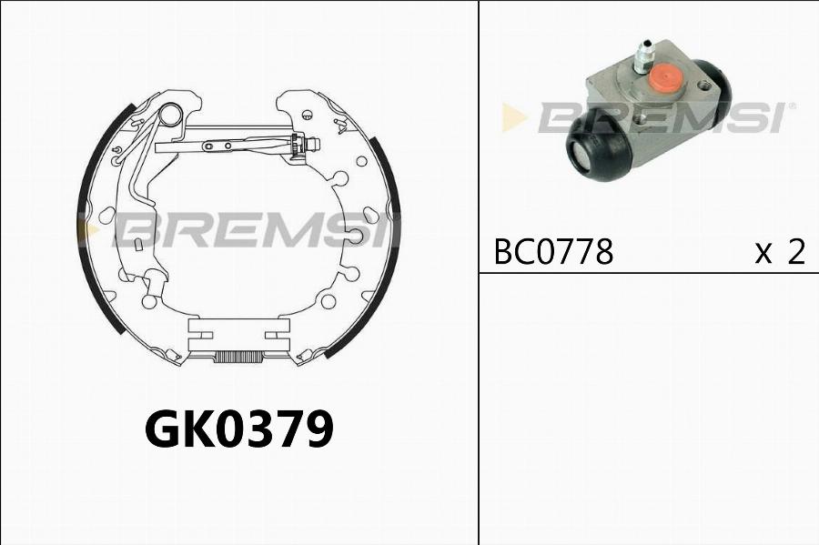 Bremsi GK0379 - Комплект гальм, барабанний механізм autocars.com.ua