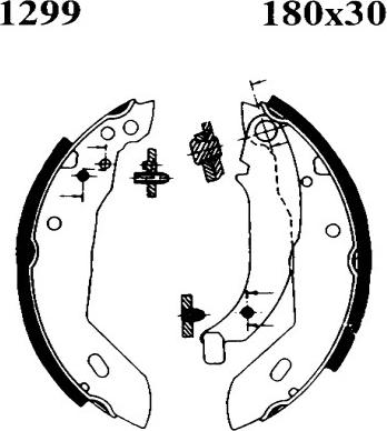 BSF 01299 - Комплект тормозных колодок, барабанные autodnr.net