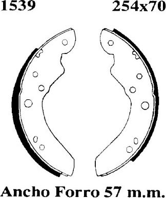 BSF 01539 - Комплект гальм, барабанний механізм autocars.com.ua