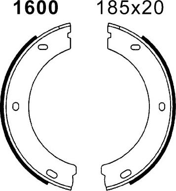 BSF 01600 - Комплект гальм, ручник, парковка autocars.com.ua