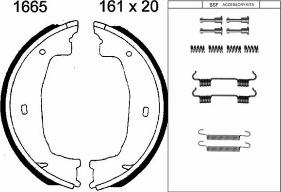 BSF 01665K - Комплект гальм, ручник, парковка autocars.com.ua