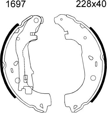 BSF 01697 - Комплект гальм, барабанний механізм autocars.com.ua
