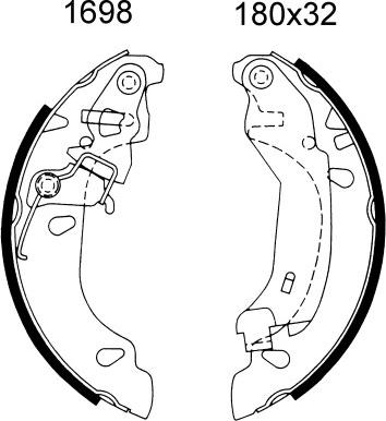 BSF 01698 - Комплект гальм, барабанний механізм autocars.com.ua