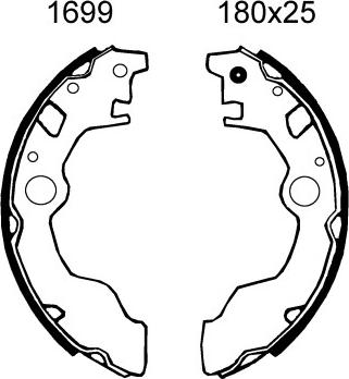 BSF 01699 - Комплект гальм, барабанний механізм autocars.com.ua