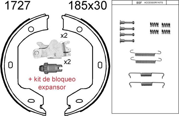 BSF 01727KC - Комплект гальм, ручник, парковка autocars.com.ua