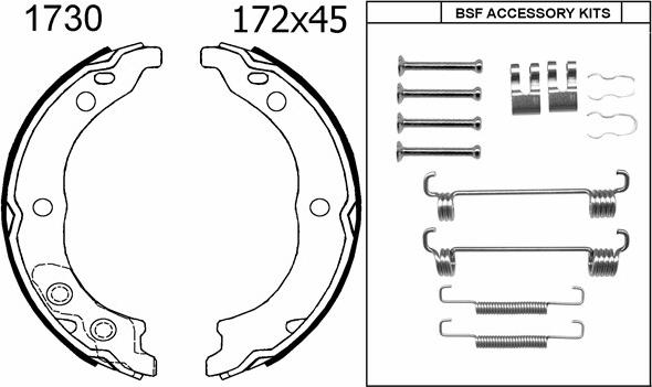 BSF 01730K - Комплект гальм, ручник, парковка autocars.com.ua