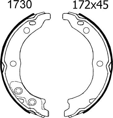 BSF 01730 - Комплект гальм, ручник, парковка autocars.com.ua